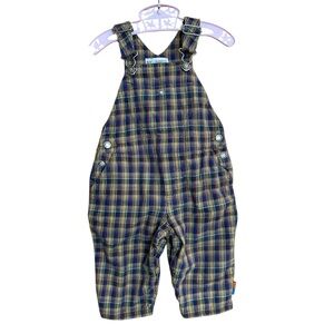 Gymboree Brown and Blue Plaid Overalls 1998 Vintage 12-18 Months